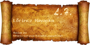 Lőrincz Havaska névjegykártya